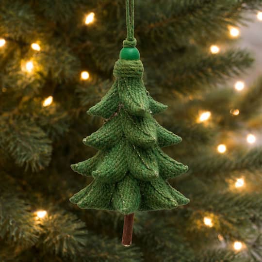 Melrose 5.5" Green Rustic Tree Ornaments, 4ct.